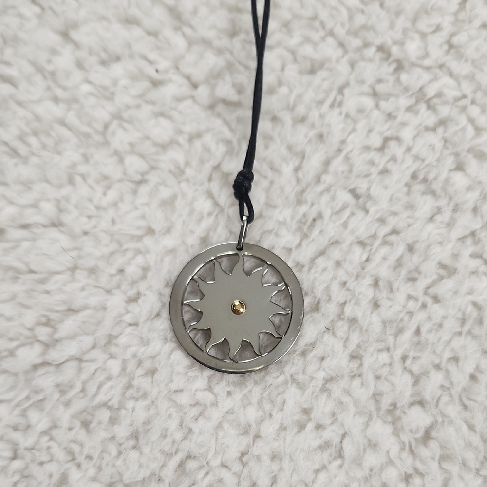 Stainless Steel and 18k Gold Pendant Necklace NWOT